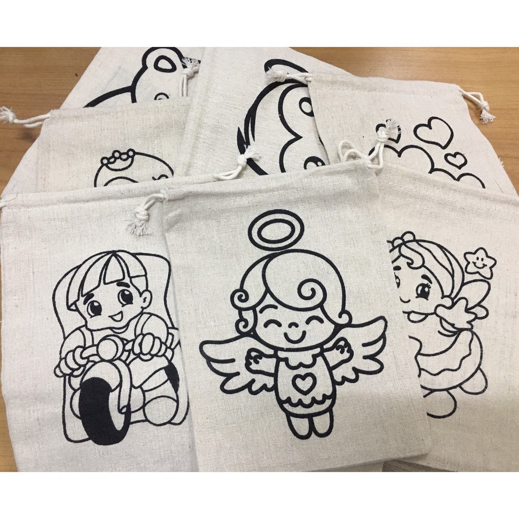 ถุงผ้าดิบ ระบายสี ลายการ์ตูน  เพ้นท์ถุงผ้า 2 - Eco Bag No color 2