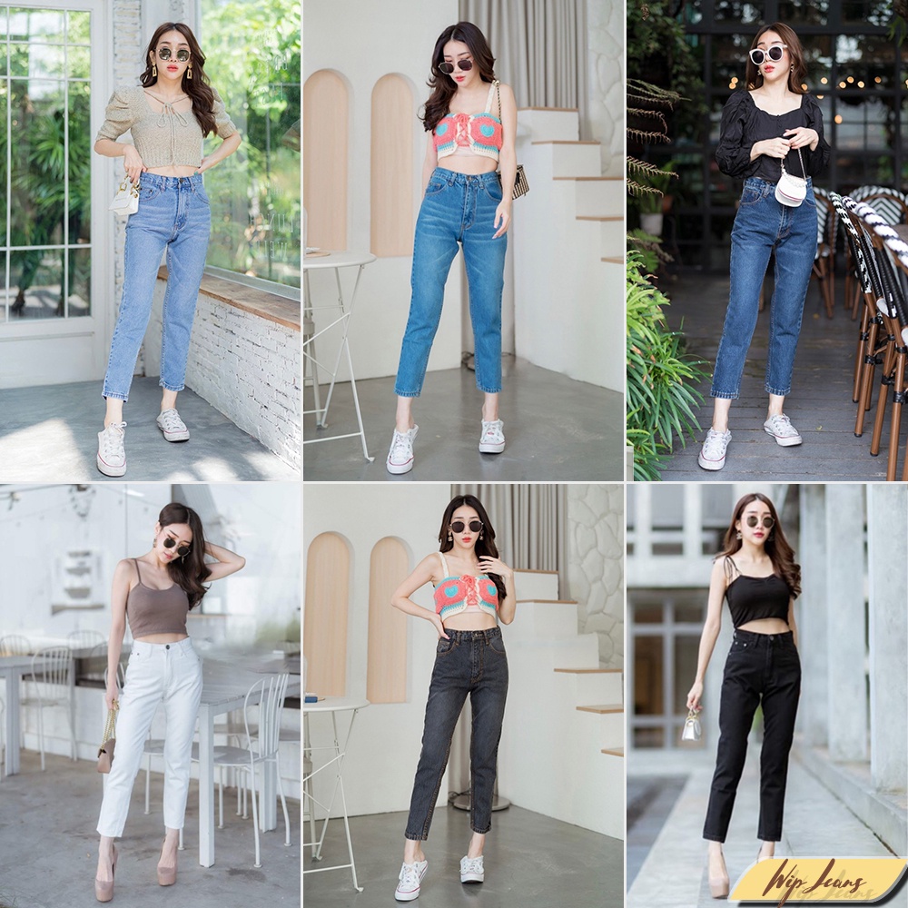 📌 กางเกงยีนส์ผู้หญิงทรงบอย มี ไซส์ใหญ่ สาวอวบ S - 5XL 🔥 bigsize แฟชั่นเกาหลี boyfriend