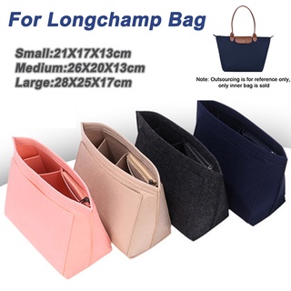LONGCHAMP กระเป๋าถือ กระเป๋าเครื่องสําอาง ผ้าสักหลาด มีที่จั…