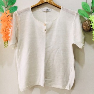 เสื้อ FriendFashion ไหมพรมถักสวย อกฟรี-40,เอว38,ยาว21 มือสองญี่ปุ่น สวยใหม่