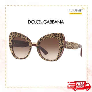 แว่นกันแดด DOLCE &amp; GABBANA Womens DG4319 316113 ไซส์51 Leo On Bordeaux / Brown Gradient จัดส่งฟรี!!