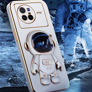 In Stock HandPhone Casing VIVO X80 Pro T1 Y01 Y55 Y75 Y76 5G เคส Candy Plating Phone Case Cute Cartoon Luxury Built-in Astronaut Holder Soft Case เคสโทรศัพท