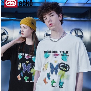 Ecko เสื้อยืดลําลอง แขนสั้น พิมพ์ลายผีเสื้อ แฟชั่นฤดูร้อน สําหรับคู่รักS-5XL