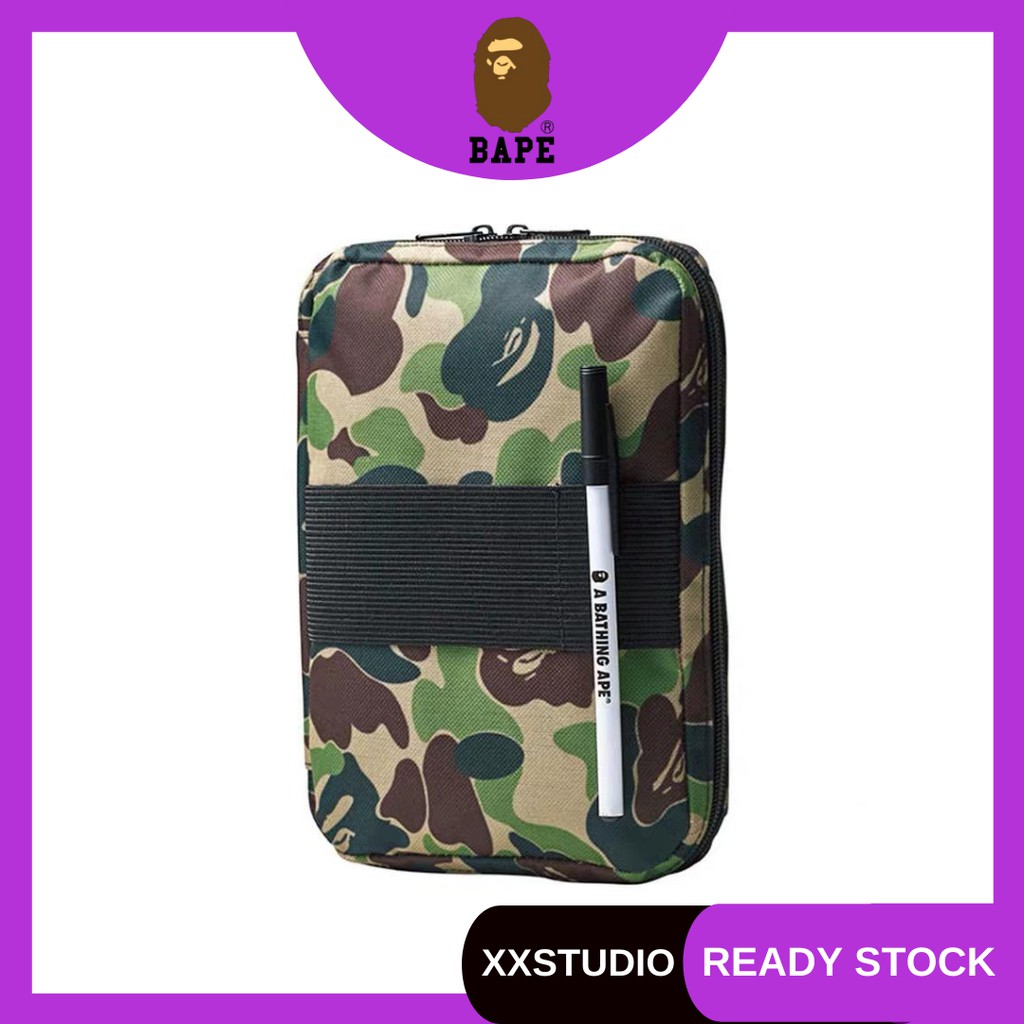 XXSTUDIO Bape Camo หมายเหตุหนังสือ Bape คลัทช์ Aape สะพายสะพายข้างกระเป๋าสะพายกระเป๋า Messenger Tote