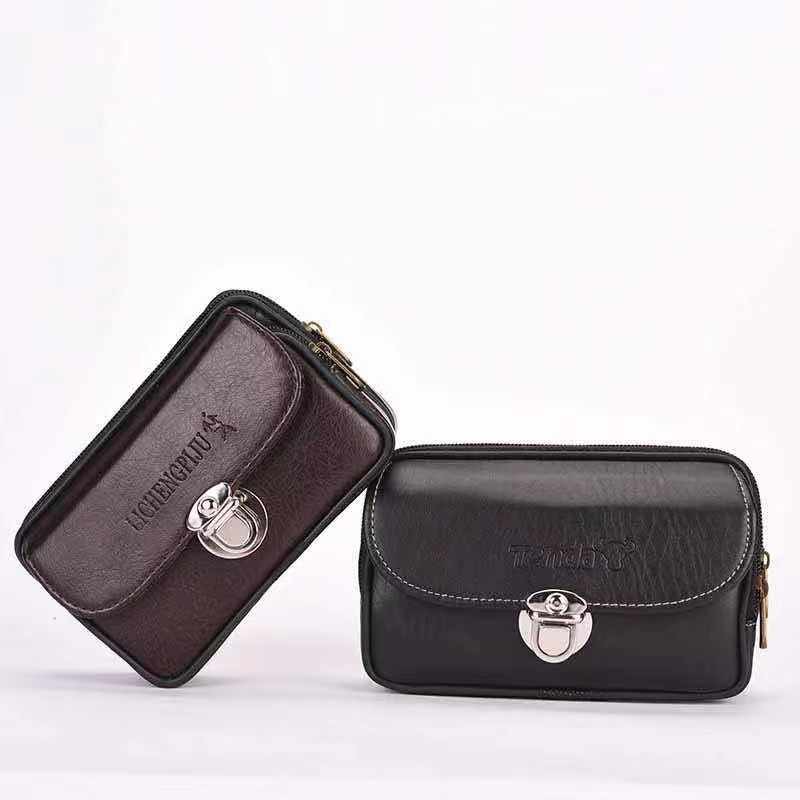 กระเป๋าคาดเอวใส่โทรศัพท์หนังเรียบทรงนอน