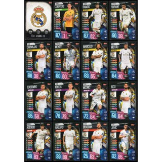 Match Attax 19/20 Real Madrid Full Team Base Card Set 16 ใบ