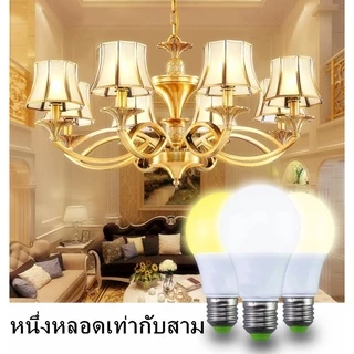 หลอด LED เปลี่ยนสีได้ 3สี E27 แบบปากเกลียวสำหรับใช้ในครัวเรือน 12w หลอดประหยัดไฟสามความเร็วลดแสง