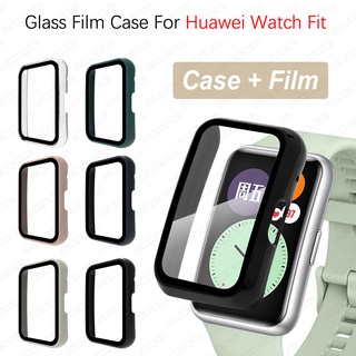 เคส PC ป้องกันเต็มจอ พร้อมกระจกนิรภัย สําหรับ Huawei Watch Fit Cover