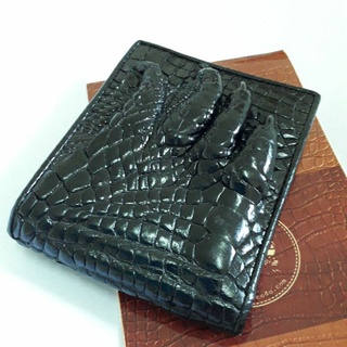 crocpdile black  walletกระเป๋าสตางค์หนังงูเหลือมแท้ จากฟาร์มcites