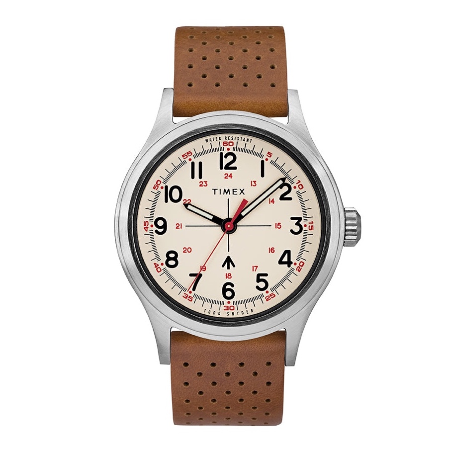 Timex TW2T82500 Lab Todd Snyder นาฬิกาข้อมือ Unisex สีน้ำตาล หน้าปัด 40 มม.