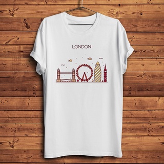 เสื้อยืดผู้ชาย Gildan เสื้อยืดผ้าฝ้าย 100% พิมพ์ลาย Europe City London Berlin Paris Roma Barcelona Landmark สําหรับผู้ชา