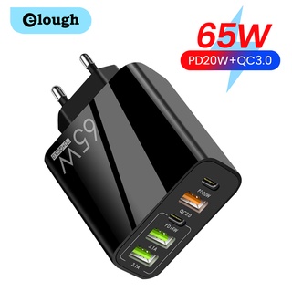 Elough อะแดปเตอร์ชาร์จเร็ว 65W USB QC 3.0 PD USB Type C