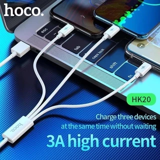 ✅ HOCO HK20 Plus สายชาร์จ3หัว สำหรับ for-iOS, Micro, Type-C จ่ายไฟสูงสุด 3A รองรับมือถือทุกรุ่น hc7