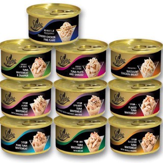 Sheba Deluxe Canned ชีบา อาหารแมว เปียก แบบ กระป๋อง ดีลักซ์ 85 กรัม กระพง ทูน่า ฟิเลต์  Tuna wet food