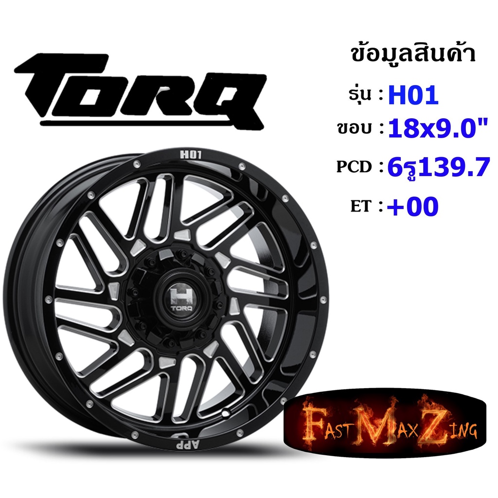 TORQ Wheel H01 ขอบ 18x9.0" 6รู139.7 ET+00 สีBKS ล้อแม็ก18 แม็กรถยนต์ขอบ18 แม็กขอบ18