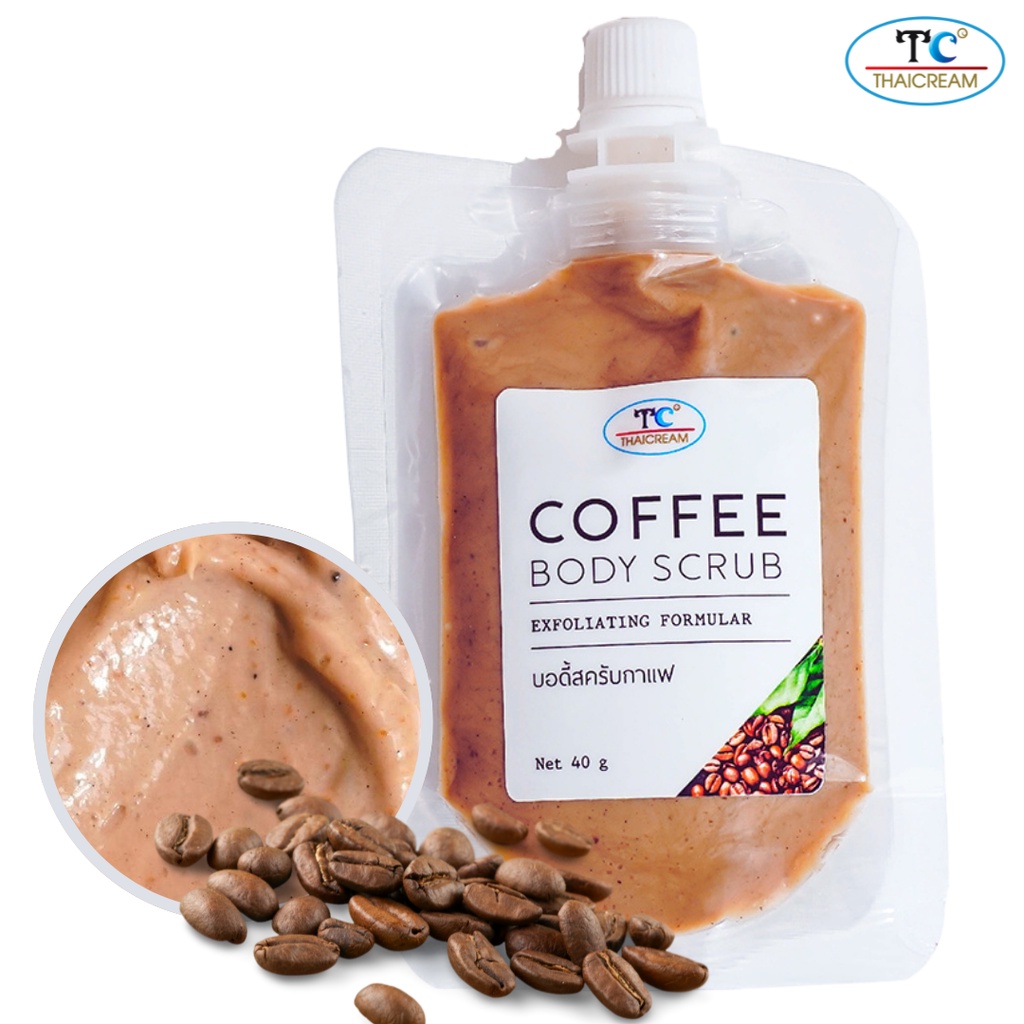 Thaicream สครับกาแฟ สครับขัดผิว ขัดขี้ไคล ไทยครีม Coffee Body Scrub ขนาดทดลอง 40 g