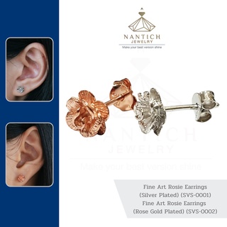 💎👩🏻‍⚕️ [เครื่องประดับ | ปลอดภัย] ต่างหู คนแพ้ง่าย : Fine Art Rosie Earrings (SVS-0001,SVS-0002) Nantich Jewelry