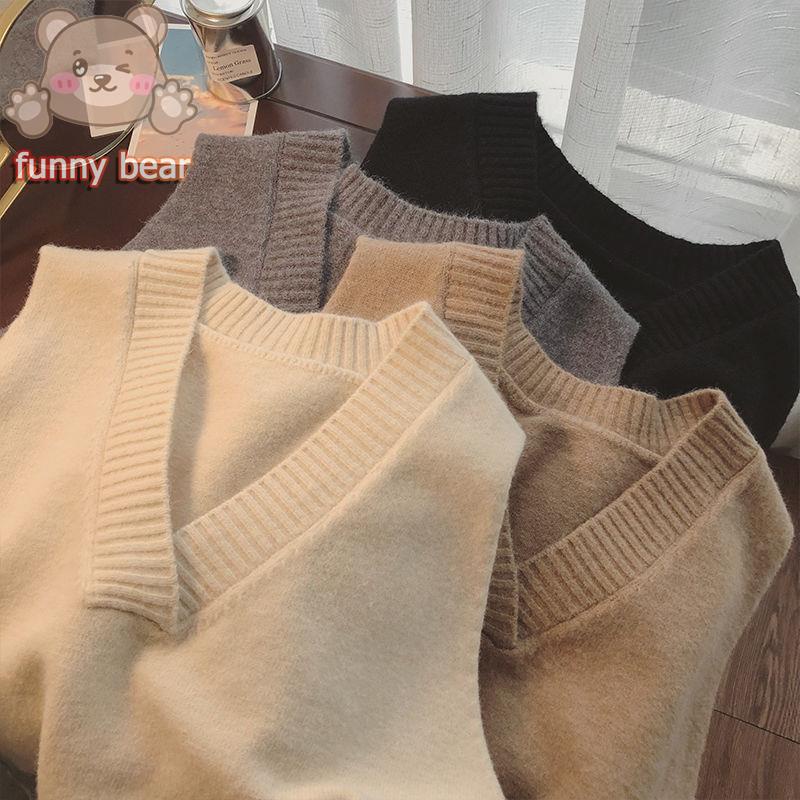 เสื้อกักไหมพรม สไตล์เกาหลี สไตล์วิทยาลัย เสื้อกั๊ก simple style