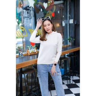 7163-C Top เสื้อแขนยาวมีฮู้ด สไตล์เกาหลี