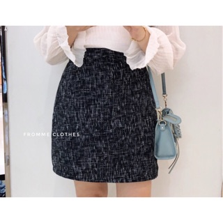 Fromme_clothesกระโปรงทรงเอผ้าชาแนล🖤 (มีไซส์XS-5XL)