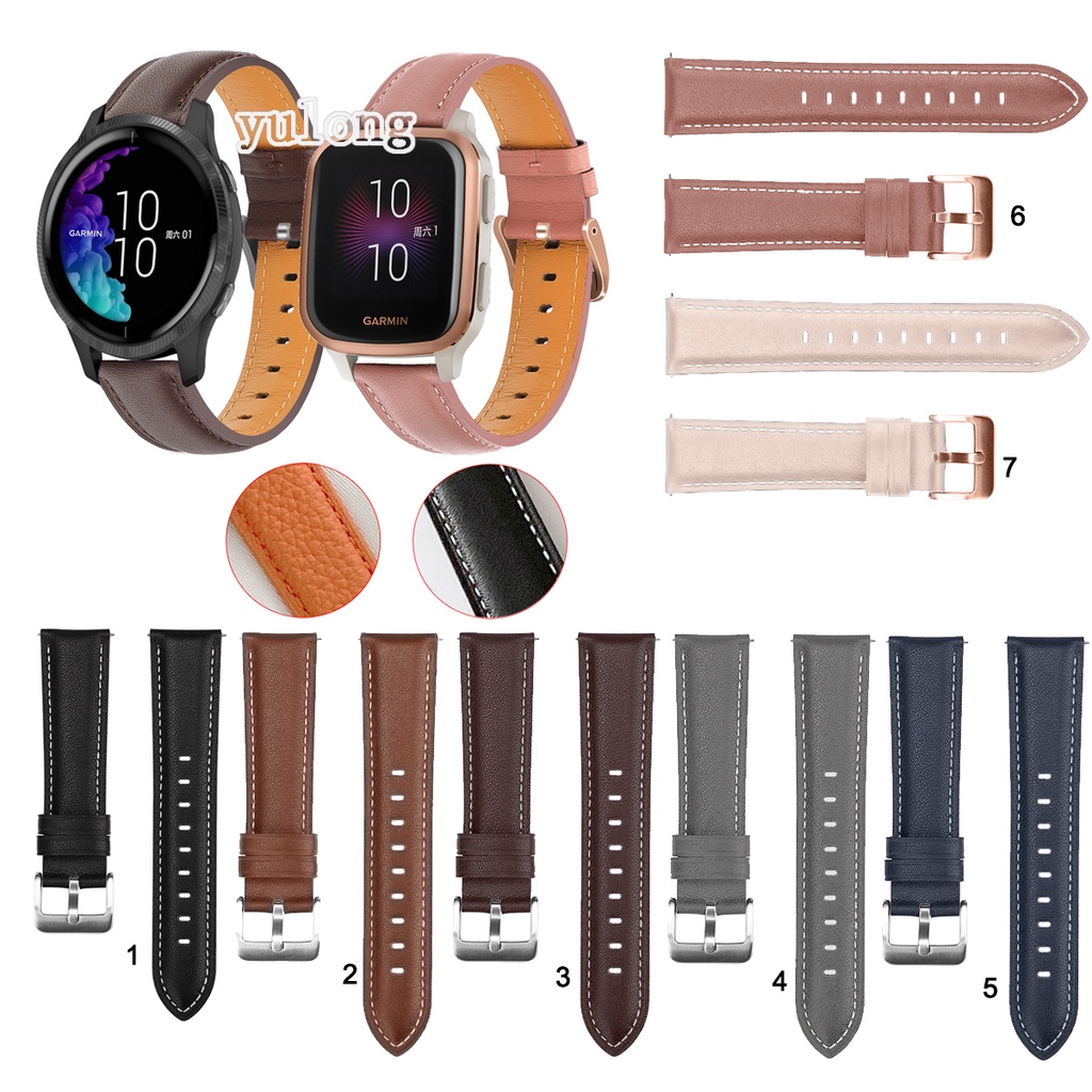 20 มม.สายหนังสําหรับ Garmin Venu SQ 2 / venu2 plus Forerunner 245M 645 645M Vivoactive 3 เพลงองค์ประ