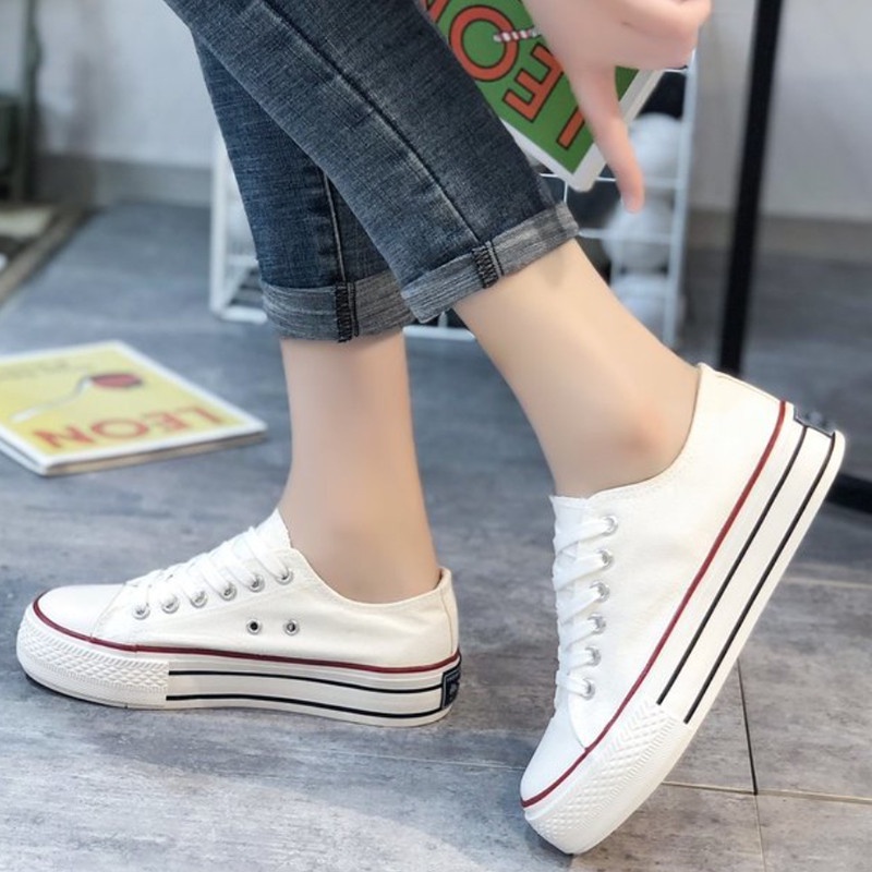 WALKING 👟 รองเท้าผ้าใบ สไตล์คลาสสิก ใส่​ได้​หญิง​และ​ชาย ทรงเตี้ย ใส่สบาย ระบายอากาศดี ไซส์ 36-44