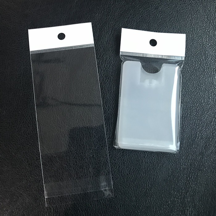 ถุงแก้วแถบกาวหัวมุก(มีหูแขวน) 2.5x4 นิ้ว +ฝากาว2นิ้ว+หัว1นิ้ว (แพ็ค500ใบ) ใส่สเปรย์การ์ด 20มล.