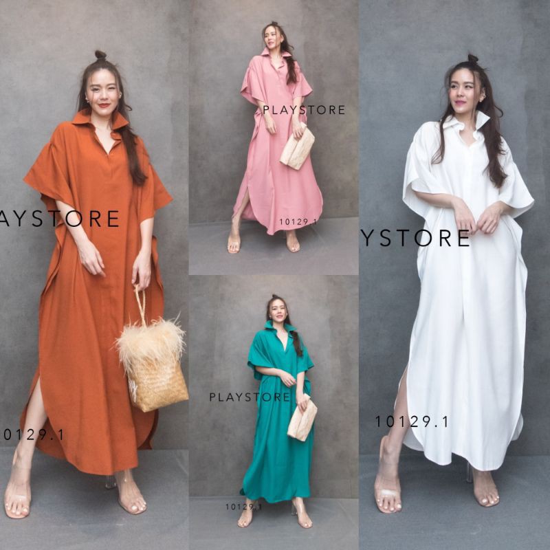 Mirrorsister #10129.3 #10129.1 เดรสเชิ้ตคอปก ชุดไปเที่ยว ชุดไปงาน เดรสยาว