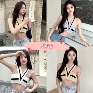 Elves✨พร้อมส่ง✨ เสื้อกล้ามไหมพรมเก๋ๆ คอวีทรงสวยไม่ซ้ำใครต้องมีแล้วเก๋มาก ~ 28616 ~