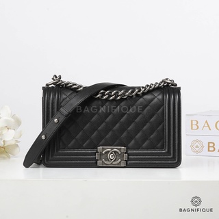 CHANEL BOY 10 BLACK CAVIAR RHW