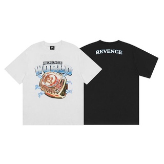 ราคาต่ำสุดเสื้อยืดแขนสั้น ผ้าฝ้าย พิมพ์ลาย Revenge แฟชั่นสําหรับผู้ชาย และผู้หญิงS-3XL