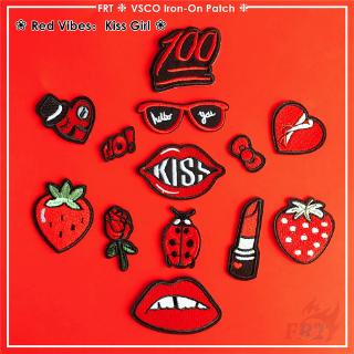 ☸ VSCO：Red Vibes Series 02 - Kiss Girl Iron-on Patch ☸ 1Pc Cartoon DIY Sew on Iron on Badges Patches