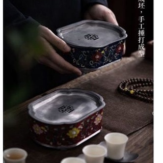 Hand-beaten tea tray antique tin tea set Japanese-style water storage tea tray Kung Fu tea set