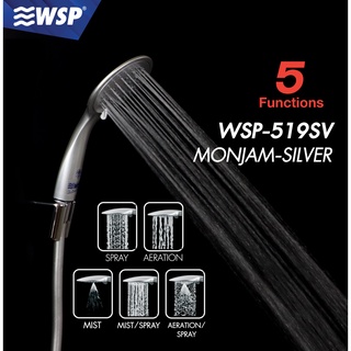 WSP ชุดหัวฝักบัวพร้อมสาย ปรับได้ 5 ระดับ MONJONG-SILVER รุ่น WSP-519SV (สีเงิน)