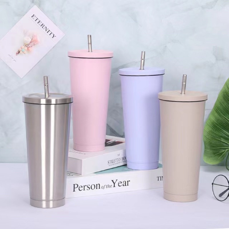 304 กระติกน้ำร้อนสแตนเลสถ้วยฟาง 750ml ราคา ถูกที่สุด ดีลบีเคเค แกลเลอรีภาพที่ 2