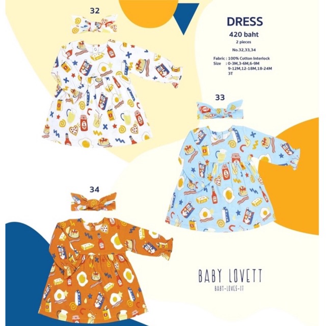 🍳New in pack🍳 Dress babylovett :Breakfast  Collection