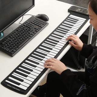 เปียโนแบบยางพกพา 61 คีย์ ม้วนเก็บได้ Portable 61 Keys Flexible Roll Up Piano Electronic Soft Keyboard Piano