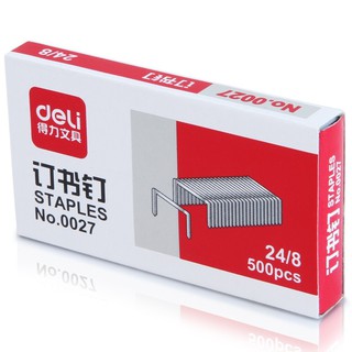 Deli 24/8 Standard Staples, Silver, 500/Box, 0027#
