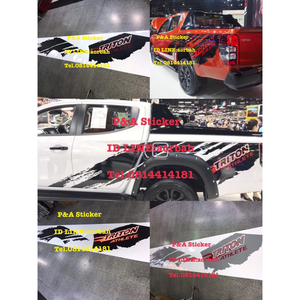 สติ๊กเกอร์ตัดคอมลายTRITON  ATHLETEติด ข้างท้ายรถกระบะ MITSUBISHI TRITON ATHLETE ปี2019