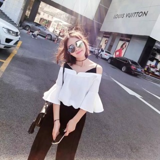 🛍 กดสั่งได้เลย พร้อมส่ง  ถึงมือภายใน 1-2 วัน 💕  เสื้อสายเดี่ยว  ปาดไหล่  💕 งานดี ใส่สบาย &lt;&lt; มีจ่ายปลายทาง &gt;&gt;