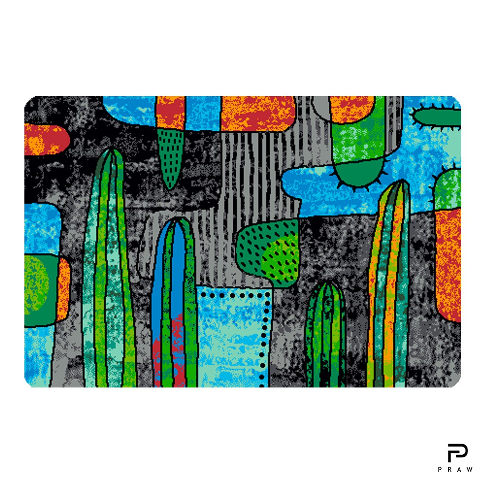 PRAW พรมแต่งบ้าน พรมปูพื้น พรมกันลื่น แนบสนิทพื้น CACTUS ABSTRACT B 50x75 cm