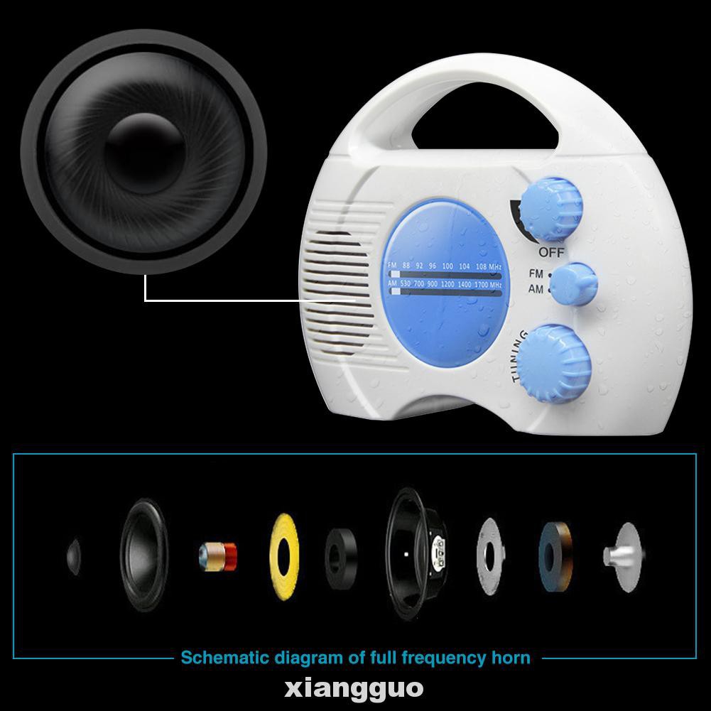 Hanging Waterproof Shower Clock Radio - Wireless Mini Portable Waterproof Battery Operated Shower Radio Speaker W/ Digital Clock, LCD Screen For Home, Beach, Hot Tub, Bathroom, Outdoor - Pyle PSR6