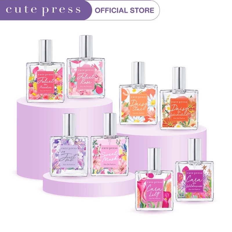 ส่งด่วน/ของแท้/ราคาถูก น้ำหอม CUTE PRESS กลิ่นใหม่ 3 กลิ่น NUDE PINK,MISS RED,SUGAR CORAL EAU DE PARFUM ขนาด 35 ML