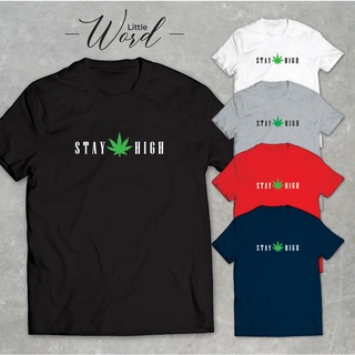 Little Word เสื้อยืดคอกลมแขนสั้นพิมพ์ลาย Stay High สไตล์มินิมอล ทรงUnisex