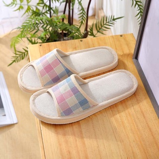 TTO (XZ-06)ผู้หญิงแฟชั่น Casual คู่ Gingham รองเท้าแตะในร่มรองเท้า