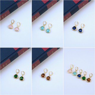 ต่างหูหินแก้วทรงสามเหลี่ยม  glass earrings #panyolpak