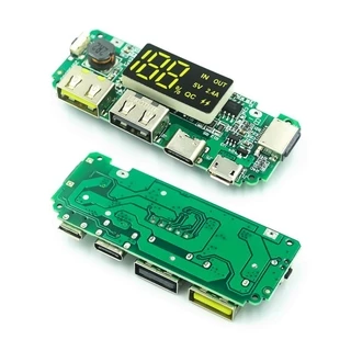 บอร์ดโมดูลเครื่องชาร์จ LED USB คู่ 5V 2.4A 2A 1A Micro/Type-C USB LED Dual USB 5V 2.4A 2A 1A แบตสำรองมือถือ 18650