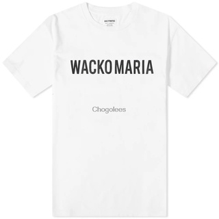 เสื้อยืดคอกลม ผ้าฝ้าย พิมพ์ลายโลโก้ wacko maria สีขาว สไตล์สตรีท สําหรับผู้ชาย