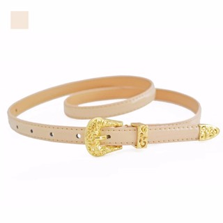 เข็มขัดผู้หญิง เข็มขัดNew Fashion and Easy Collocation Pattern PU Leather and Metal Belt for Woman and Girls - Cream