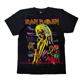 เสื้อยืดผ้าฝ้าย เสื้อวง Iron Maiden rock T-shirt เสื้อวงร็อค Iron Maiden เสื้อยืดวงร็อค